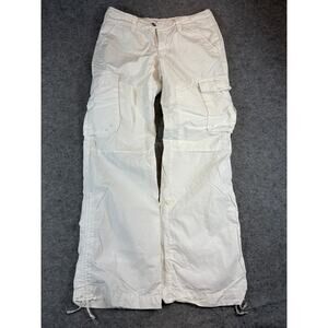 Halogen Cargo Pants Womens Size 4 White Utility Straight Leg Low Rise Streetwear